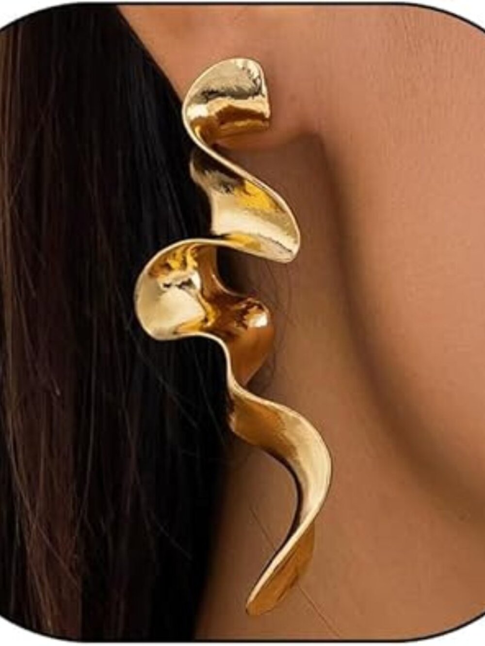 Gold Tone Spiral Long Earrings Unique Statement Set Wedding Party's Boho  Cuban